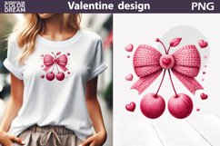 Valentine Pink Bow Clipart | Bow Cherry Knitted Sublimation Product Image 1