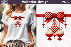 Valentine Heart Clipart | Red Bow Heart Sublimation Product Image 1