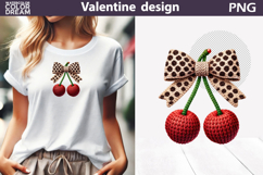 Valentine Pink Bow Clipart | Bow Cherry Knitted Sublimation Product Image 1
