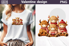 Highland Cow Valentine Clipart | Cow Heart Valentines Day Product Image 1