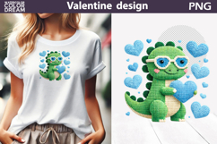 Dinosaur Valentine Clipart | Dino Heart Valentines Day Product Image 1