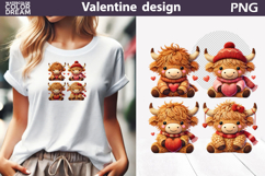 Highland Cow Valentine Clipart | Cow Heart Valentines Day Product Image 1