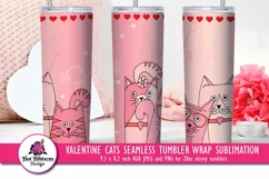 cute valentines cats skinny tumbler sublimation design