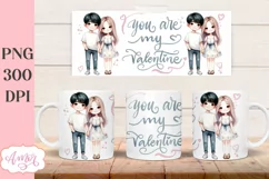 Cute Valentine's Day mug Wrap PNG for Sublimation Product Image 1