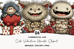 Cute Valentines Monster Clipart Product Image 1