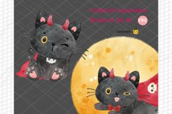 Halloween black cat, cute Dracula vampire cat watercolor Product Image 5