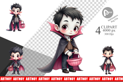 Cute Vampire Boy Clipart Product Image 1
