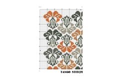 Cute vintage flower ornament easy cross stitch pattern - Tango Stitch