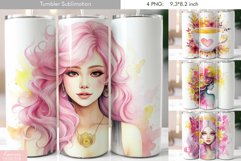 Cute Pastel Watercolor Tumbler Design Product Image 1