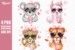 Cute Watercolor Animal Drinks Clipart
