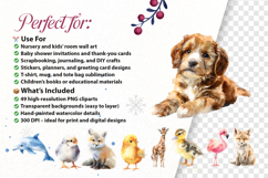 Cute Watercolor Animals Clipart Adorable Forest Bundle 49 Product Image 2