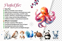 Cute Watercolor Animals Clipart Adorable Forest Bundle 55 Product Image 2
