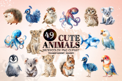 Cute Watercolor Animals Clipart Adorable Forest Bundle 49 Product Image 1