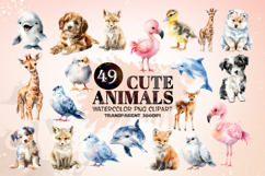Cute Watercolor Animals Clipart Adorable Forest Bundle 49 Product Image 1