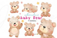 watercolor cute teddy bear clipart, cute baby animal clipart Product Image 1
