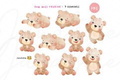 watercolor cute teddy bear clipart, cute baby animal clipart Product Image 3