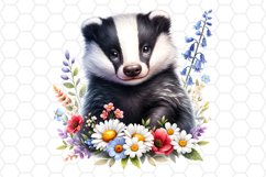 Cute Watercolor Badger Nursery Clipart Sublimation