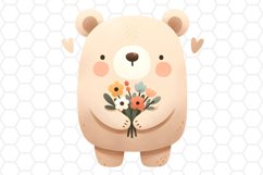 Cute Watercolor Bear Nursery Clipart Sublimation