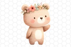Cute Watercolor Bear Nursery Clipart Sublimation PNG