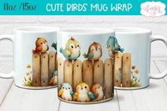 Cute watercolor birds mug wrap for sublimation 15oz 11oz Product Image 1