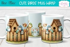 Cute watercolor birds mug wrap for sublimation Product Image 1