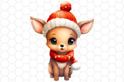 Cute Watercolor Christmas Deer Clipart Sublimation