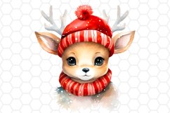 Cute Watercolor Christmas Deer Clipart Sublimation