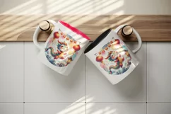 Cute watercolor dragon dancing amidst fireworks lantern circular print 20 oz tumbler skinny mug wrap clipart t-shirt sublimation printable design