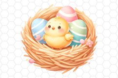 Cute Watercolor Easter Chick Nest Clipart Sublimation PNG