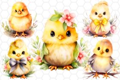 Cute Watercolor Easter Chick Sublimation Cliparts