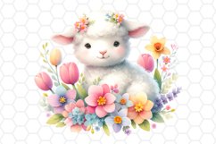 Cute Watercolor Easter Lamb Clipart Sublimation PNG