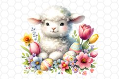 Cute Watercolor Easter Lamb Clipart Sublimation PNG