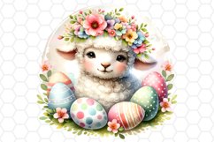 Cute Watercolor Easter Lamb Clipart Sublimation PNG