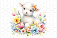 Cute Watercolor Easter Lamb Clipart Sublimation PNG