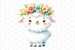 Cute Watercolor Easter Lamb Clipart Sublimation PNG
