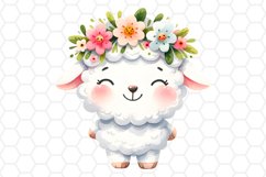 Cute Watercolor Easter Lamb Clipart Sublimation PNG
