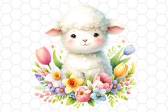 Cute Watercolor Easter Lamb Clipart Sublimation PNG