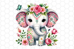 Cute Watercolor Elephant Clipart Sublimation PNG