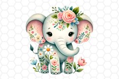 Cute Watercolor Elephant Clipart Sublimation PNG