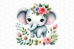 Cute Watercolor Elephant Clipart Sublimation PNG