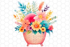 Cute Watercolor Flowers Clipart Rainbow Sublimation