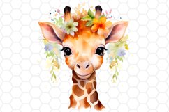 Cute Watercolor Giraffe Nursery Clipart Sublimation