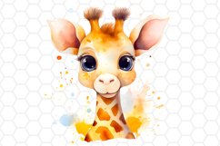 Cute Watercolor Giraffe Nursery Clipart Sublimation
