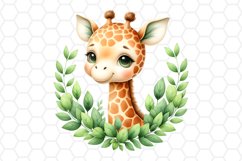 Cute Watercolor Giraffe Nursery Clipart Sublimation PNG