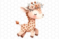 Cute Watercolor Giraffe Nursery Clipart Sublimation PNG