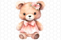 Cute Watercolor Girl Bear Cliparts