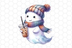 Cute Watercolor Halloween Ghost Clipart Sublimation PNG