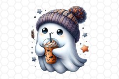Cute Watercolor Halloween Ghost Clipart Sublimation PNG