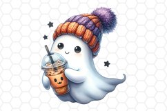 Cute Watercolor Halloween Ghost Clipart Sublimation PNG