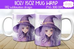 Cute Watercolor Halloween witch mug wrap PNG for Sublimation Product Image 2